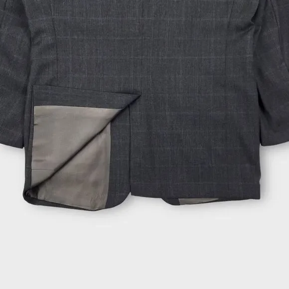 John W Nordstrom Loro Piana Suit Mens 40R 34x29 Windowpane Check Charcoal Wool - Picture 10 of 16